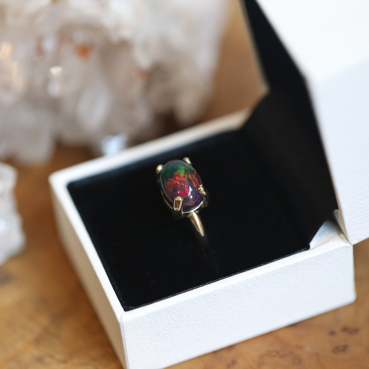 14KT Gold Opal Ring - 14K Opal Ring - Gold Prong Ring - October Birthstone - Goldsmith