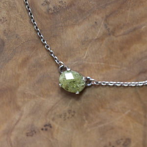 Ready to Ship - Faceted Garnet Necklace - Garnet Pendant - Green Garnet Jewelry - .925 Sterling Silver