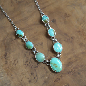 Ready to Ship - OOAK Silversmith - 7 stone Turquoise Necklace with Chain