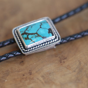 Turquoise Bolo Tie - OOAK - .925 Sterling Silver - Western Turquoise Bolo