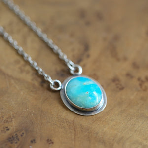 Ready to Ship - Peruvian Blue Opal Necklace - Sterling Silver - Blue Opal Pendant