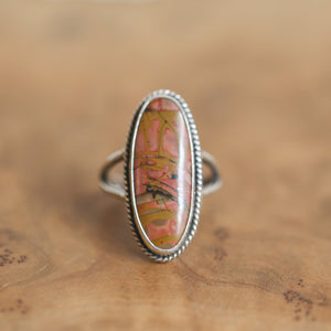Ready to Ship - Red Creek Jasper Ring - OOAK Ring - Silversmith Ring - Hammered Silver Ring