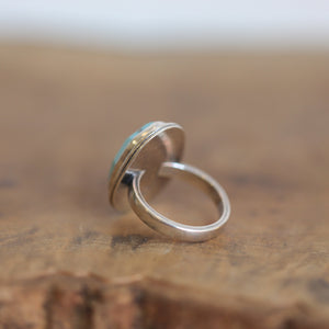 Turquoise Notched Boho Ring - .925 Sterling Silver - Big AAA Turquoise Ring - Choose Your Stone