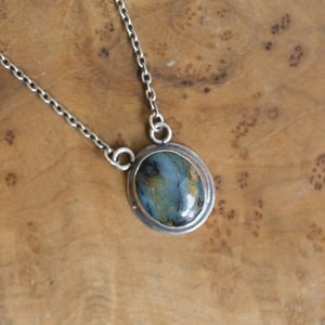 Ready to Ship - Peruvian Blue Opal Necklace - Sterling Silver - Blue Opal Pendant