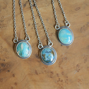 Ready to Ship - Peruvian Blue Opal Necklace - Sterling Silver - Blue Opal Pendant