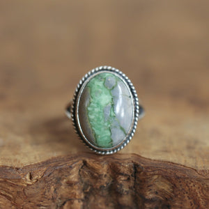 Green Variscite Boho Ring - Silversmith Ring - Variscite in Boulder Ring - Choose Your Stone