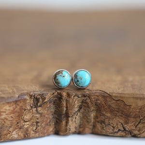 Ready to Ship - Soft Blue Turquoise Posts - American Turquoise Earrings - 8mm Turquoise Studs