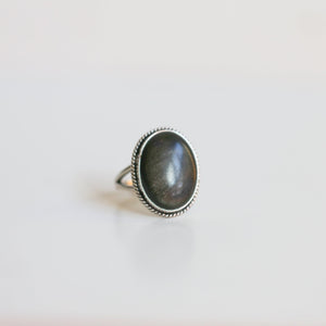 Golden Obsidian Statement Ring - Elegant Brown Gold Ring - Sterling Silver Ring