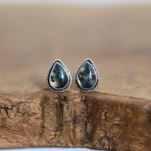 Moss Agate Earrings - Moss Agate Posts - Green Moss Agate Studs - Sterling Silver