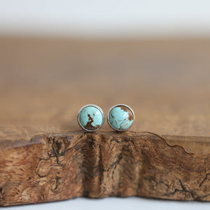 Ready to Ship - Soft Blue Turquoise Posts - American Turquoise Earrings - 8mm Turquoise Studs