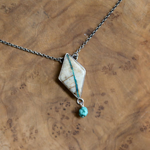 Ready to Ship - Royston Ribbon Turquoise Necklace - Sterling Silver