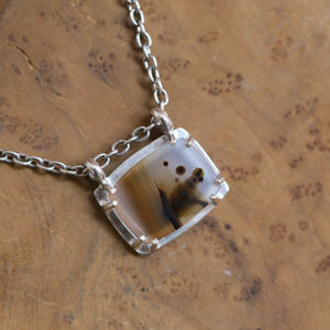Ready to Ship - Montana Agate Pendant - .925 Sterling Silver Pendant - Montana Agate Necklace