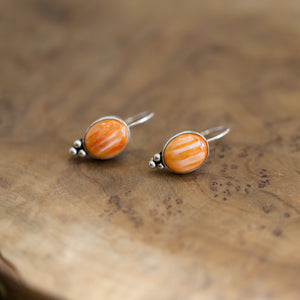 Spiny Oyster Piper Earrings - Spiny Oyster Drop Earrings - Orange Red Drop Earrings