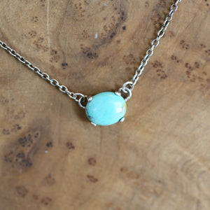 Ready to Ship - Turquoise Prong Necklace - Small Turquoise Pendant - OOAK