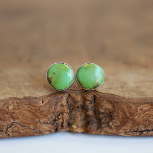 Ready to Ship - OOAK Turquoise Posts - American Turquoise Earrings - 12mm Green Turquoise Studs