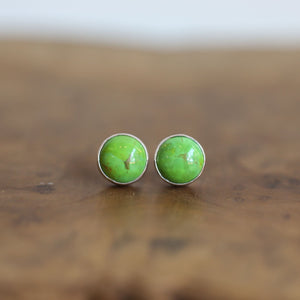 Ready to Ship - OOAK Turquoise Posts - American Turquoise Earrings - 10mm Green Turquoise Studs