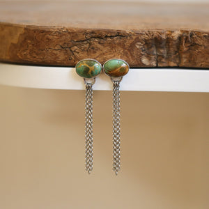 Long Turquoise Earrings - .925 Sterling Silver - Turquoise Chain Earrings - Choose your Stones