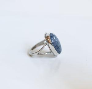 Blue Sponge Coral Ring - .925 Sterling Silver - Cornflower Blue Coral Boho Statement Ring