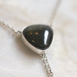 Golden Obsidian Necklace - Obsidian Bolo - Obsidian Lariat - Sterling Silver