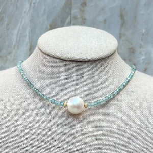 Pastel Pearl Choker - Gemstone Choker in Apatite, Kunzite or Tanzanite - 14KT Gold Filled