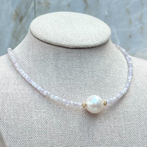 Pastel Pearl Choker - Gemstone Choker in Apatite, Kunzite or Tanzanite - 14KT Gold Filled