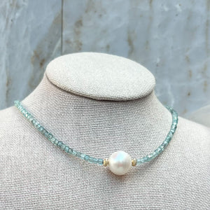 Pastel Pearl Choker - Gemstone Choker in Apatite, Kunzite or Tanzanite - 14KT Gold Filled